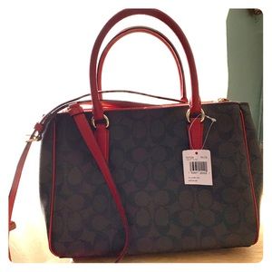 NWT Coach Surrey Carryall brown / True red